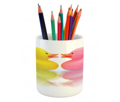 Duck Couple in Love Pencil Pen Holder