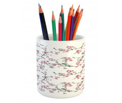 Asian Floral Botany Pencil Pen Holder