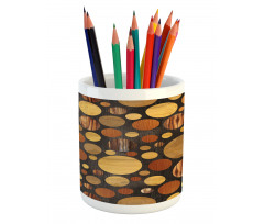 Brown Abstract Circles Pencil Pen Holder