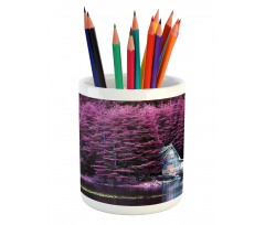 Purple Trees by Lake Pencil Pen Holder