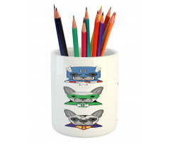 Cartoon Bulldog Art Pencil Pen Holder