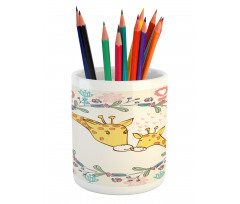 Cartoon Mom and Kid Pencil Pen Holder