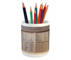 Old Wooden Timber Pencil Pen Holder