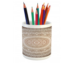 Detailed Round Flower Pencil Pen Holder