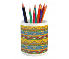 Folk Motif Mexican Sun Pencil Pen Holder