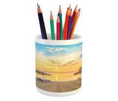 Sandy Beach with Sunrise Pencil Pen Holder