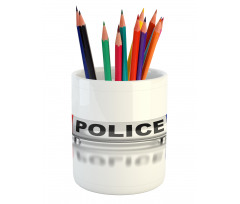 Police Car Sirens Blue Pencil Pen Holder