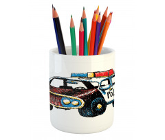 Sketchy Police Car Pencil Pen Holder