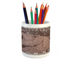 Growling Grizzly Bear Pencil Pen Holder