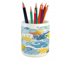 Sun Airplanes and Balloons Pencil Pen Holder