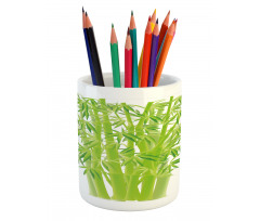 Bamboo Stems with Leaves Pencil Pen Holder