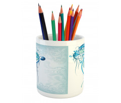 Ocean Jellyfish Paisley Pencil Pen Holder