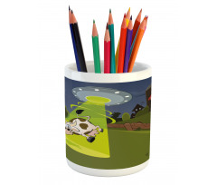 Farm Cow Alien Comics Pencil Pen Holder