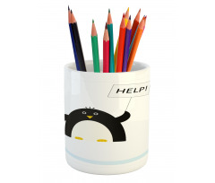 Penguin on Ice Need Help Pencil Pen Holder