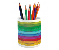 Colorful Wood Stripes Pencil Pen Holder