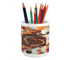 Croissant and Coffee Pencil Pen Holder