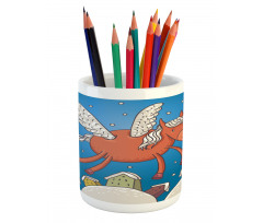 Horse Wings on Building Pencil Pen Holder