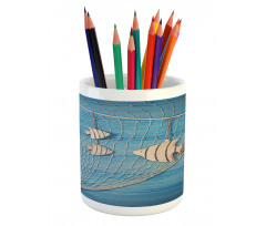 Wooden Fish Shell on Net Pencil Pen Holder