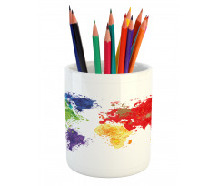 World Map Artwork Pencil Pen Holder