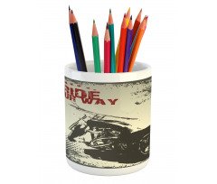 Adventure with Motorcycle Pencil Pen Holder