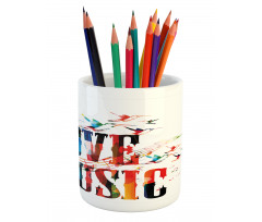 Music Theme Grungy Pencil Pen Holder