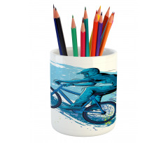 Bicyclist Color Splashes Pencil Pen Holder