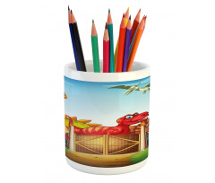 Cartoon Dinosaurs in Park Pencil Pen Holder