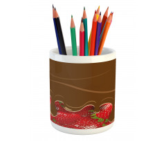 Strawberries Chocolate Pencil Pen Holder