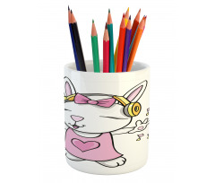 Cartoon Rock Star Bunny Pencil Pen Holder