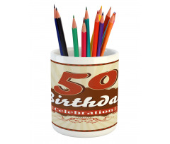 Retro Stripe Dot Pencil Pen Holder