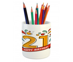 Digital 21 Birthday Pencil Pen Holder