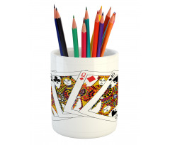 Queens Poker Play Cards Pencil Pen Holder