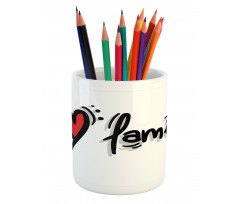 I Heart Family Pictogram Pencil Pen Holder