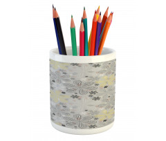 Style Yellow Flower Pencil Pen Holder