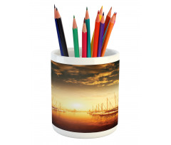 Boats on the Pier Pencil Pen Holder