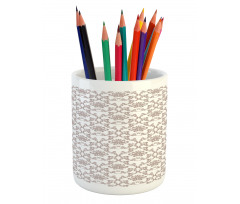 Taupe Colored Damask Pencil Pen Holder