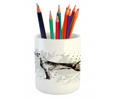 Dog Sketch Art Pencil Pen Holder