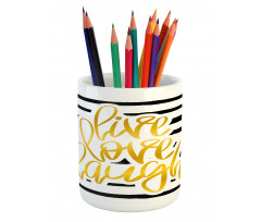 Stripes Text Pencil Pen Holder