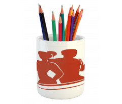 Muscled Man and Woman Pencil Pen Holder