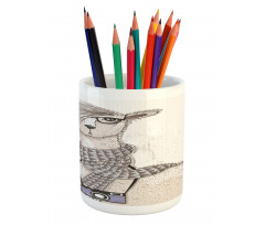 Hipster Lama Camera Pencil Pen Holder