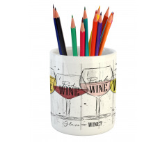 4 Types of Wine Rustic Pencil Pen Holder