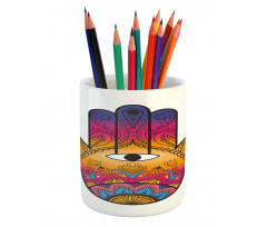 Mystical Colorful Lotus Pencil Pen Holder