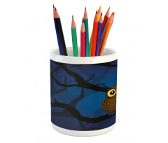 Owl on Tree Branch Pencil Pen Holder