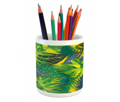 Exotic Leaves Watercolor Pencil Pen Holder