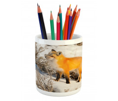 Red Fox in Snowy Nature Pencil Pen Holder