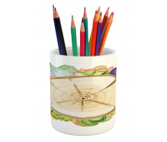 Tree Trunk Cactus Plants Pencil Pen Holder