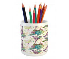 Flower Bouquets Hearts Pencil Pen Holder