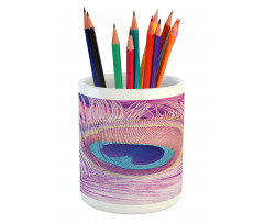 Close up Peacock Plume Pencil Pen Holder