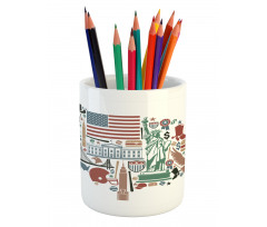 Travel Landmarks USA Flag Pencil Pen Holder