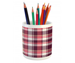 Retro Plaid Squares Pencil Pen Holder